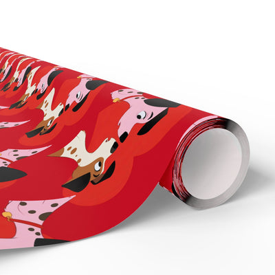 Dogs in Love Red Themed Wrapping Paper | Gift Wrap for Dog Lovers, Birthday, Holidays, Parties, Special Occasions, Pet Themed Gifts