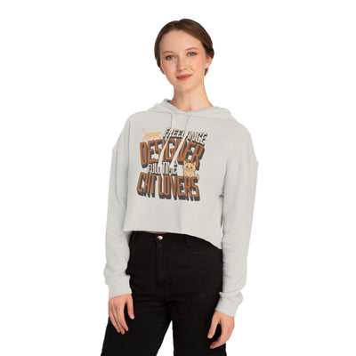 Full Time Cat Lovers - Cat Graphic Women Cropped Hoodie