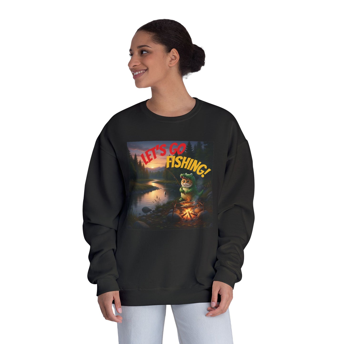 Crocodile Cat Fishing Unisex NuBlend Sweatshirt style 1