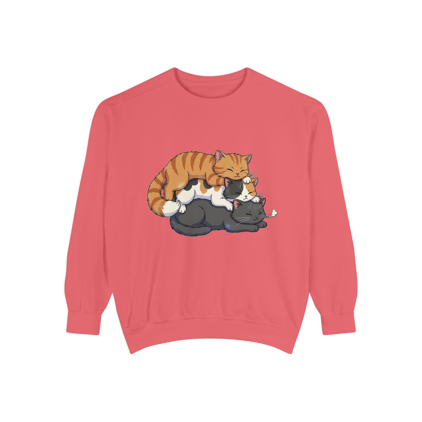 3 Cute Sleeping Cats Cozy Graphic Unisex Crewneck Sweatshirt style 6