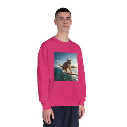 Surfing Cat Unisex NuBlend Crewneck Sweatshirt style 1