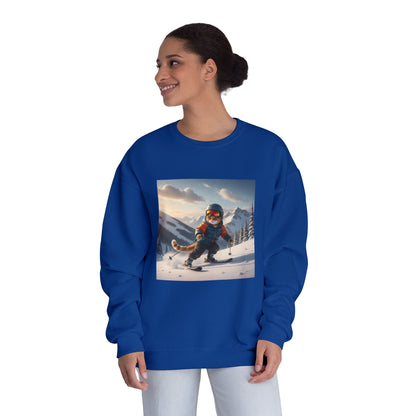 Skiing Cat Graphic Unisex NuBlend Crewneck Sweatshirt