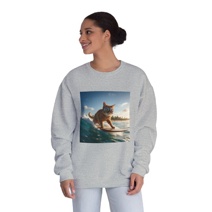 Surfing Cat Unisex NuBlend Crewneck Sweatshirt style 1