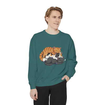 3 Cute Sleeping Cats style 6 Cozy Graphic Unisex Crewneck Sweatshirt