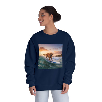 Surfing Dog Graphic Unisex NuBlend Crewneck Sweatshirt style 1