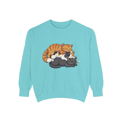 3 Cute Sleeping Cats style 6 Cozy Graphic Unisex Crewneck Sweatshirt