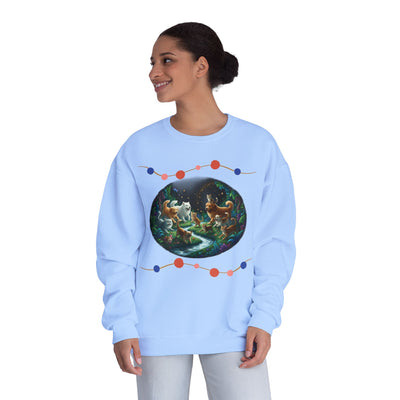 Cats & Dogs Happy Garden 1 Unisex NuBlend® Crewneck Sweatshirt