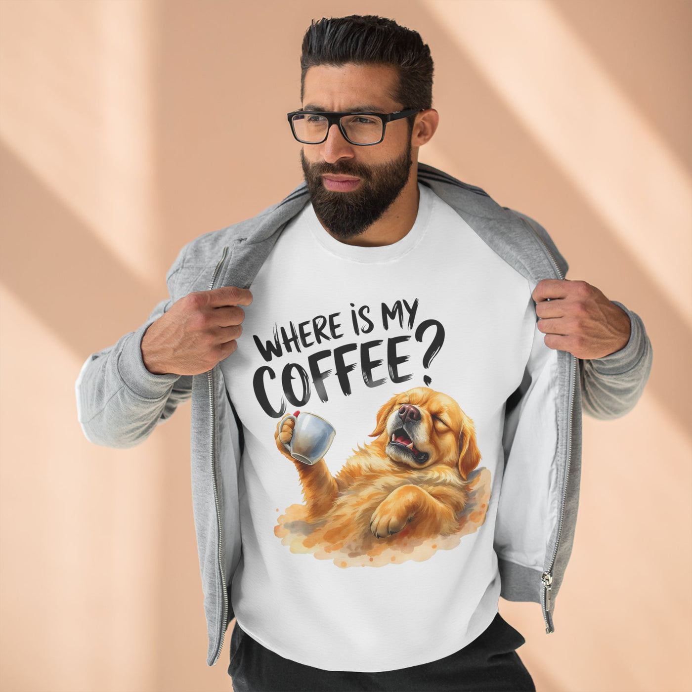"Where is my coffee?" Dog Watercolor style 2 Unisex Crewneck Sweatshirt