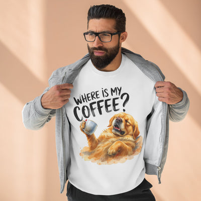 "Where is my coffee?" Dog Watercolor style 2 Unisex Crewneck Sweatshirt
