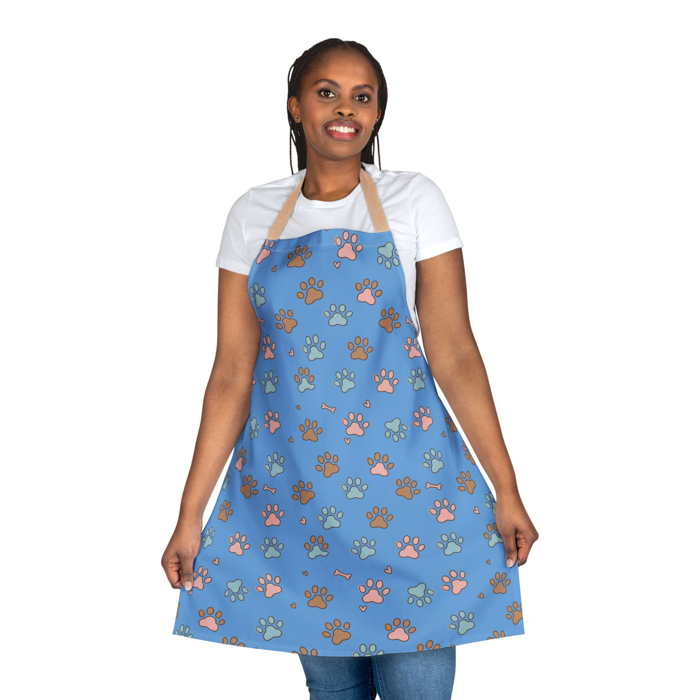 Cute Pet Lover's Apron with 5-Color Straps, Dog Paw Print Kitchen Apron, Gift for Animal Lovers, Cooking Accessory, Pet-Themed Gift