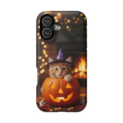 Halloween cute kitten photo style 3 Magnetic Phone Case, Cat Lover Gift, Impact-Resistant iPhone Case, Funny Pet Accessory, Unique Animal Design
