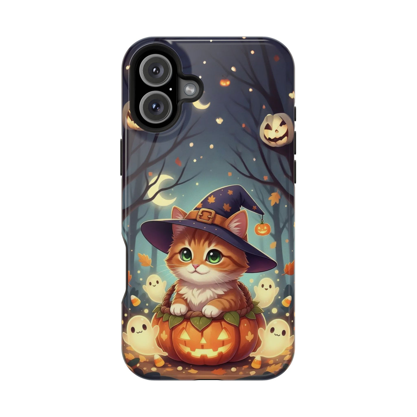 Halloween cute kitten anime style 3 Magnetic Phone Case, Cat Lover Gift, Impact-Resistant iPhone Case, Funny Pet Accessory, Unique Animal Design