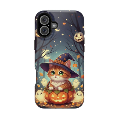 Halloween cute kitten anime style 3 Magnetic Phone Case, Cat Lover Gift, Impact-Resistant iPhone Case, Funny Pet Accessory, Unique Animal Design