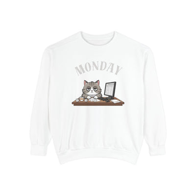 Monday Face Cat Stares Blankly Unisex Crewneck Sweatshirt style 5