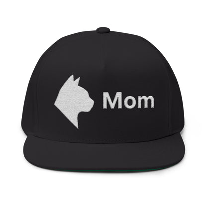Stylish Embroidered Cat Mom Flat Bill Cap style 5