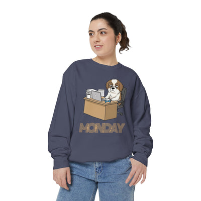 Monday Face Dog Stares Blankly Unisex Crewneck Sweatshirt style 3