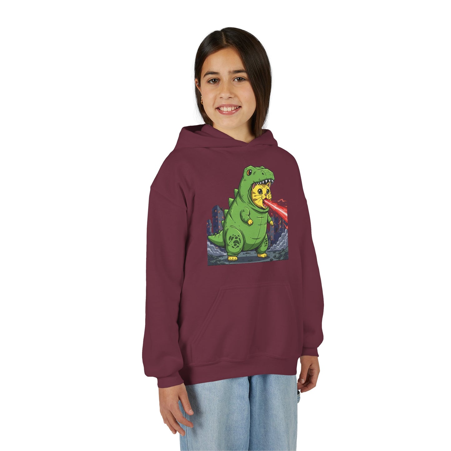 Cat cosplay Godzilla Unisex Kids Hoodie style 4