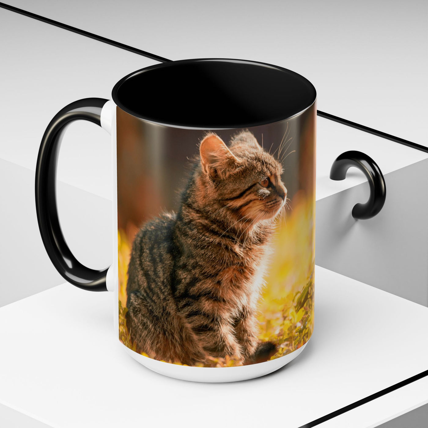 Golden Autumn Cat Coffee Mug - Cute Cat Mug, Nature Lover Gift, Cozy Kitchen Decor, Fall Drinkware, Cat Lover Gift