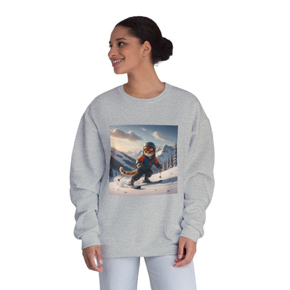 Skiing Cat Graphic Unisex NuBlend Crewneck Sweatshirt