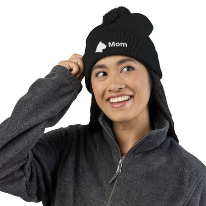 Embroidered Cat Mom Pom-Pom Knit Cap