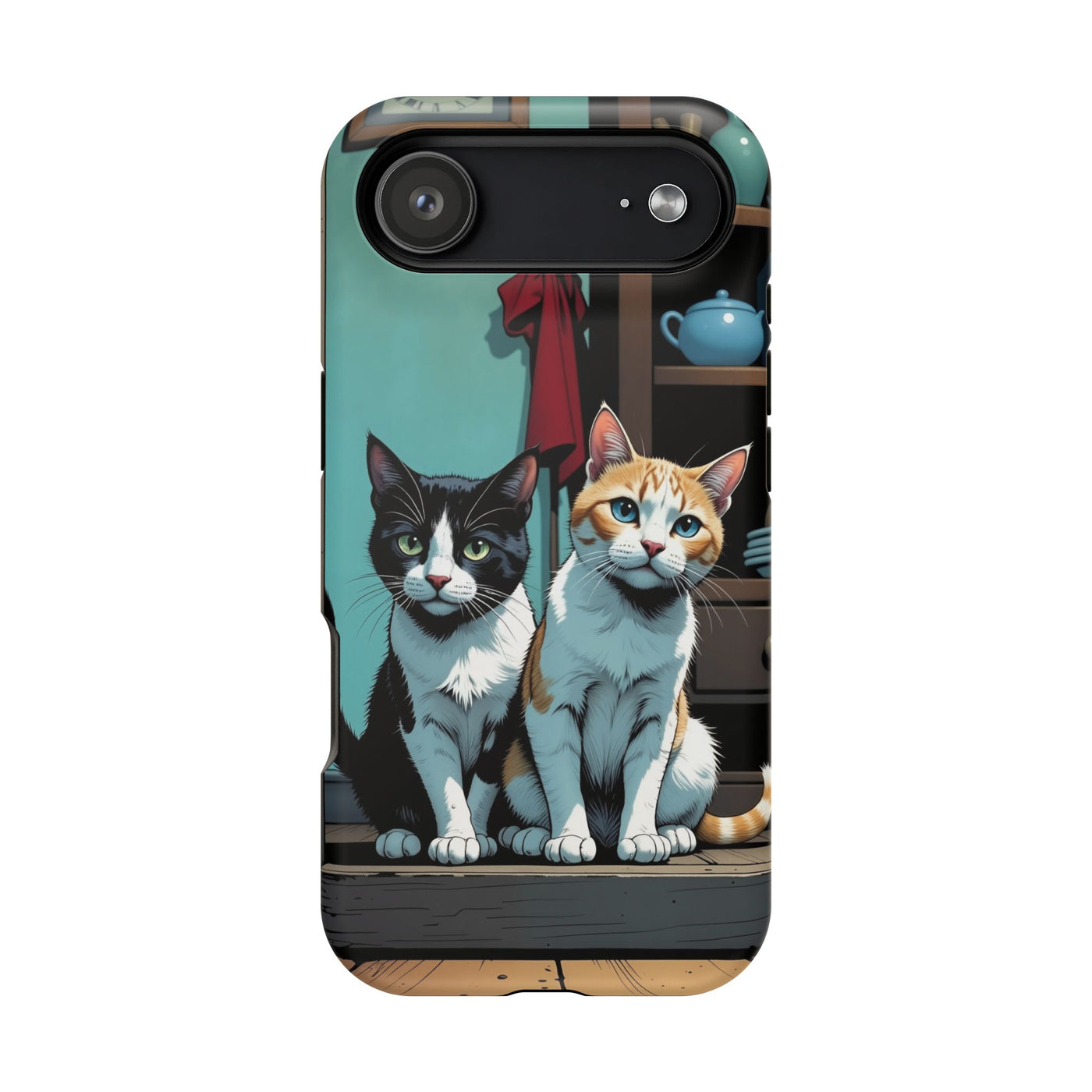 Cute Cats Magnetic Phone Case comic style 3, Cat Lover Gift, Impact-Resistant iPhone Case, Funny Pet Accessory, Unique Animal Design