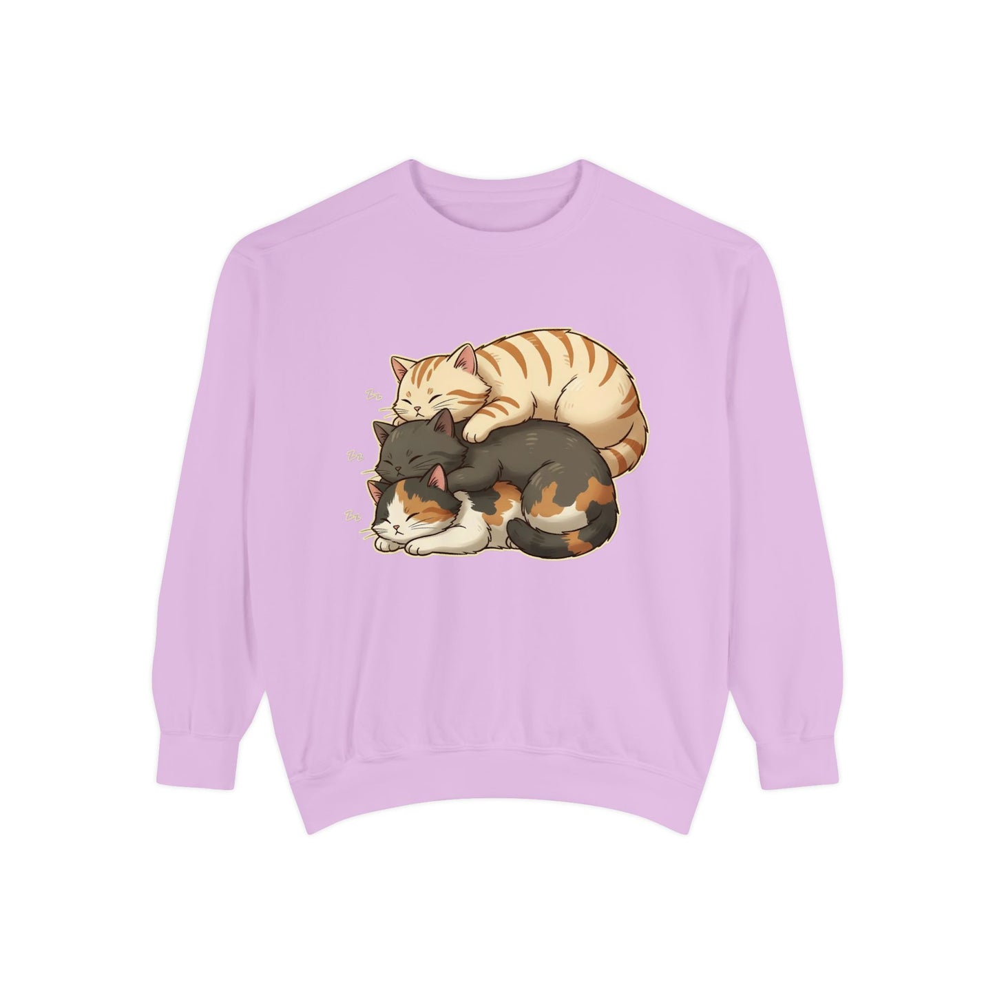3 Cute Sleeping Cats Cozy Graphic Unisex Crewneck Sweatshirt style 4