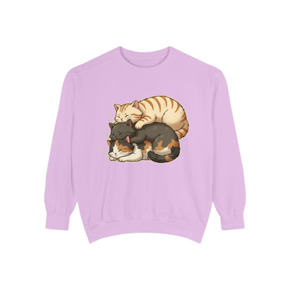 3 Cute Sleeping Cats Cozy Graphic Unisex Crewneck Sweatshirt style 4