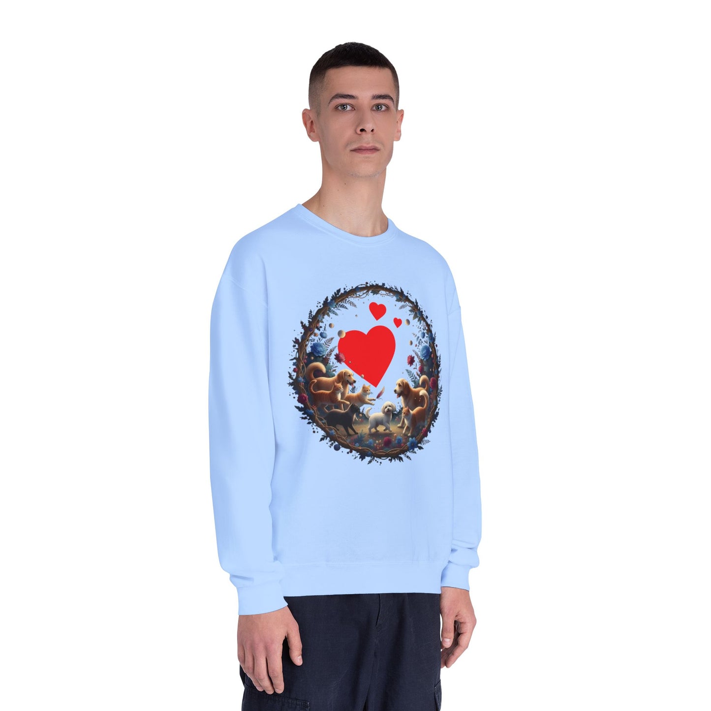 Cats & Dogs Full of Love Unisex NuBlend Crewneck Sweatshirt