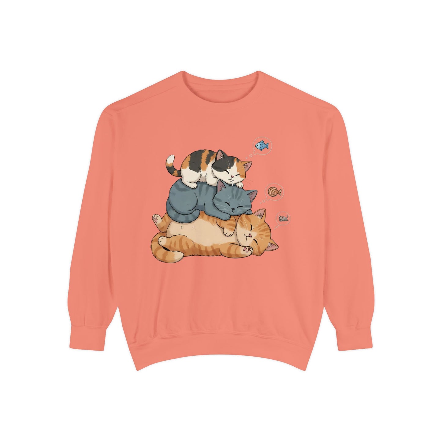 3 Cute Sleeping Cats Cozy Graphic Unisex Crewneck Sweatshirt style 2