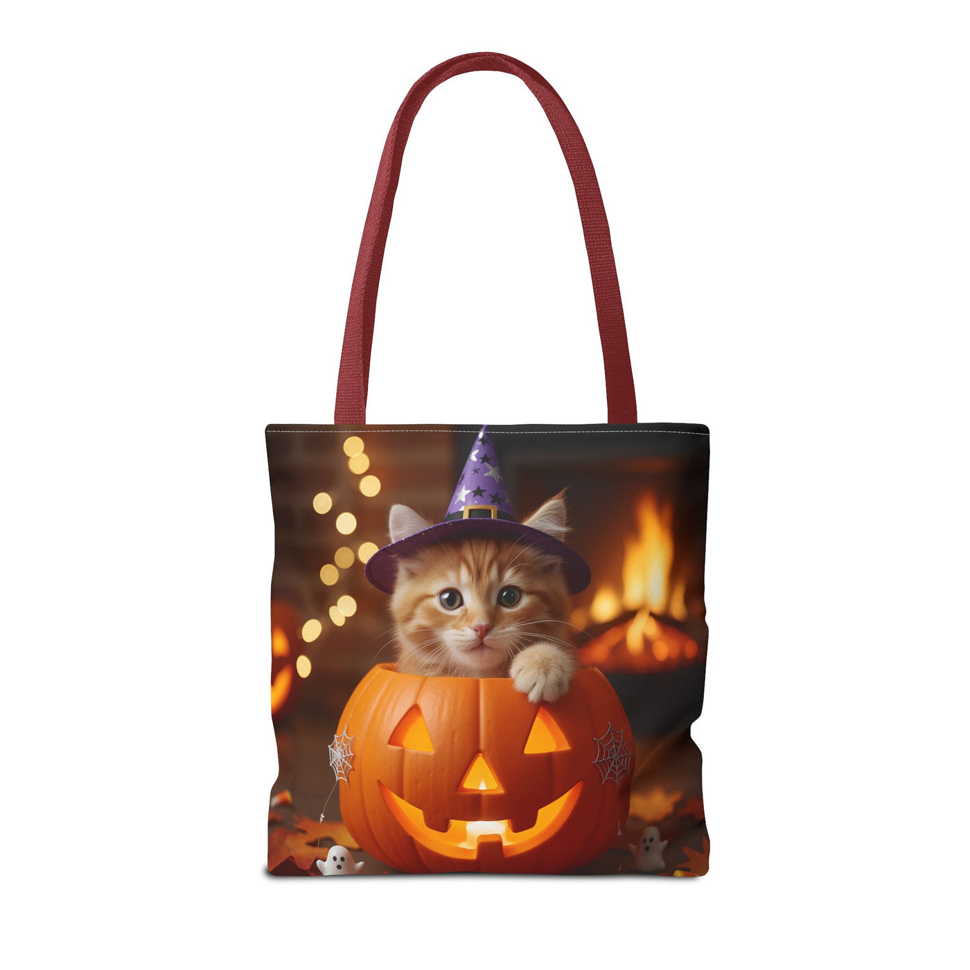 Adorable Halloween Cat Tote Bag, Cute Pet Lover Gift, Trick or Treat Bag, Fall Accessory, Spooky Cat Design