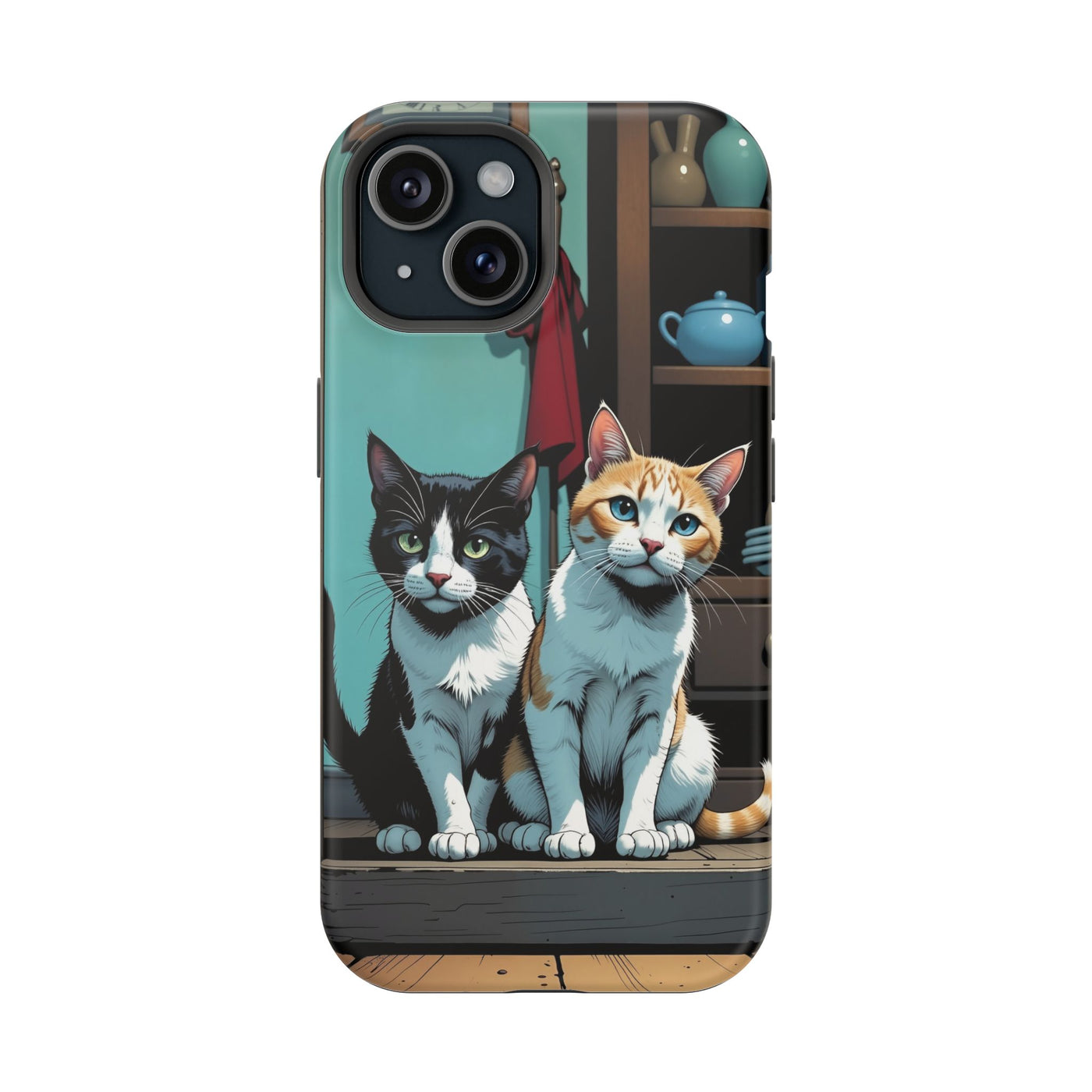 Cute Cats Magnetic Phone Case comic style 3, Cat Lover Gift, Impact-Resistant iPhone Case, Funny Pet Accessory, Unique Animal Design