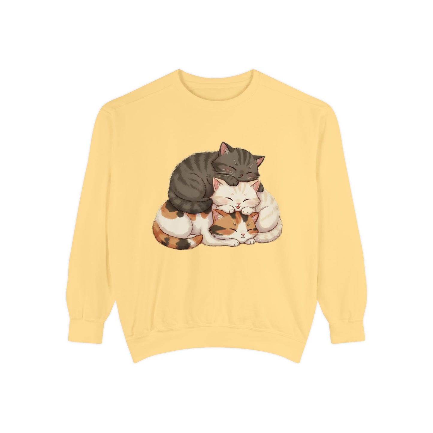 3 Cute Sleeping Cats Cozy Graphic Unisex Crewneck Sweatshirt style 3