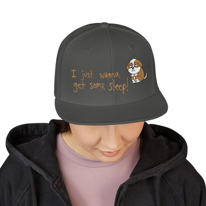 I just wanna get some sleep Embroidered Cute Puppy Snapback Hat