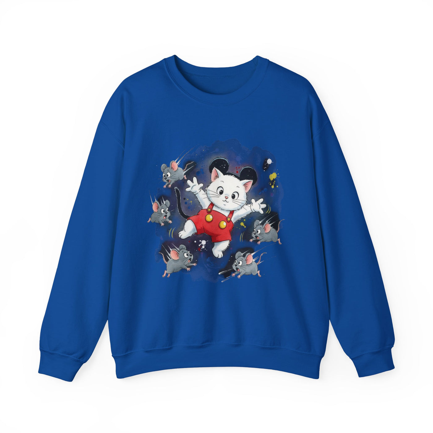Watercolor painting style 2 Men & Women Cute Cat Pile Crewneck Sweatshirt