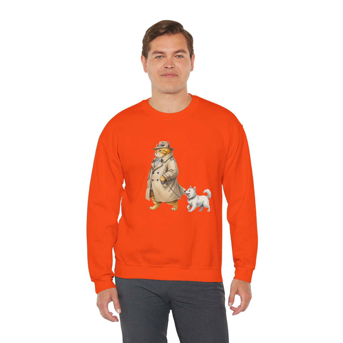 Watercolor painting style 11 Men & Women Cute Cat Pile Crewneck Sweatshirt
