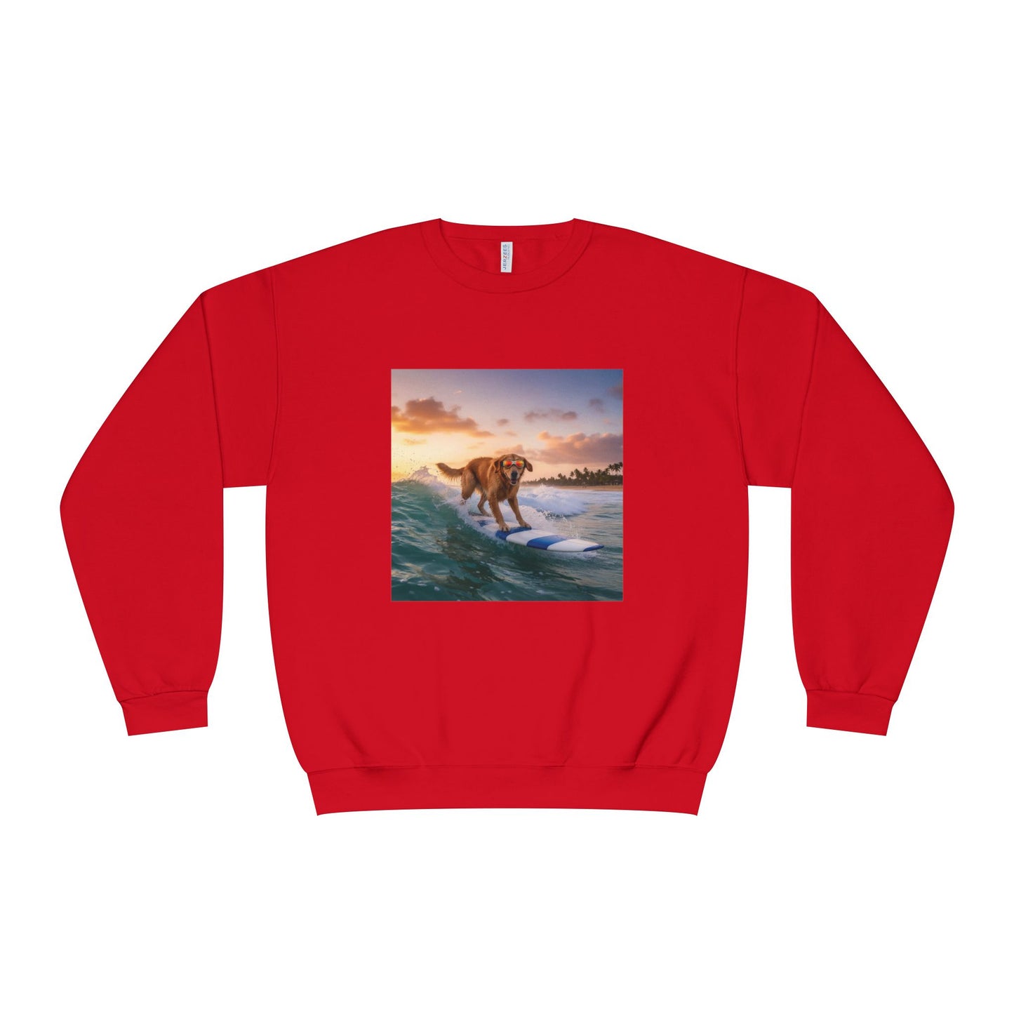Surfing Dog Graphic Unisex NuBlend Crewneck Sweatshirt style 1