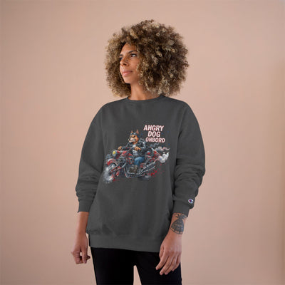 Angry Dog Onboard Graphic style 3 Champion Crewneck Sweatshirt for Gamers & Sci‑Fi Fans