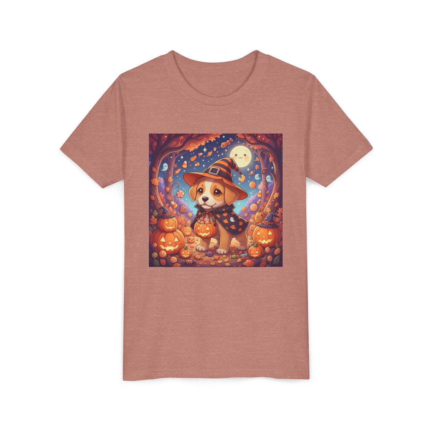 Halloween cute puppy anime style 1 Youth Tee, Short Sleeve T-Shirt, Kids Halloween Apparel, Cute Dog Tee, Fall Outfit for Children