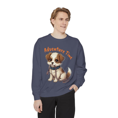 Cute Dog Walk Time style 4 Cozy Graphic Unisex Crewneck Sweatshirt