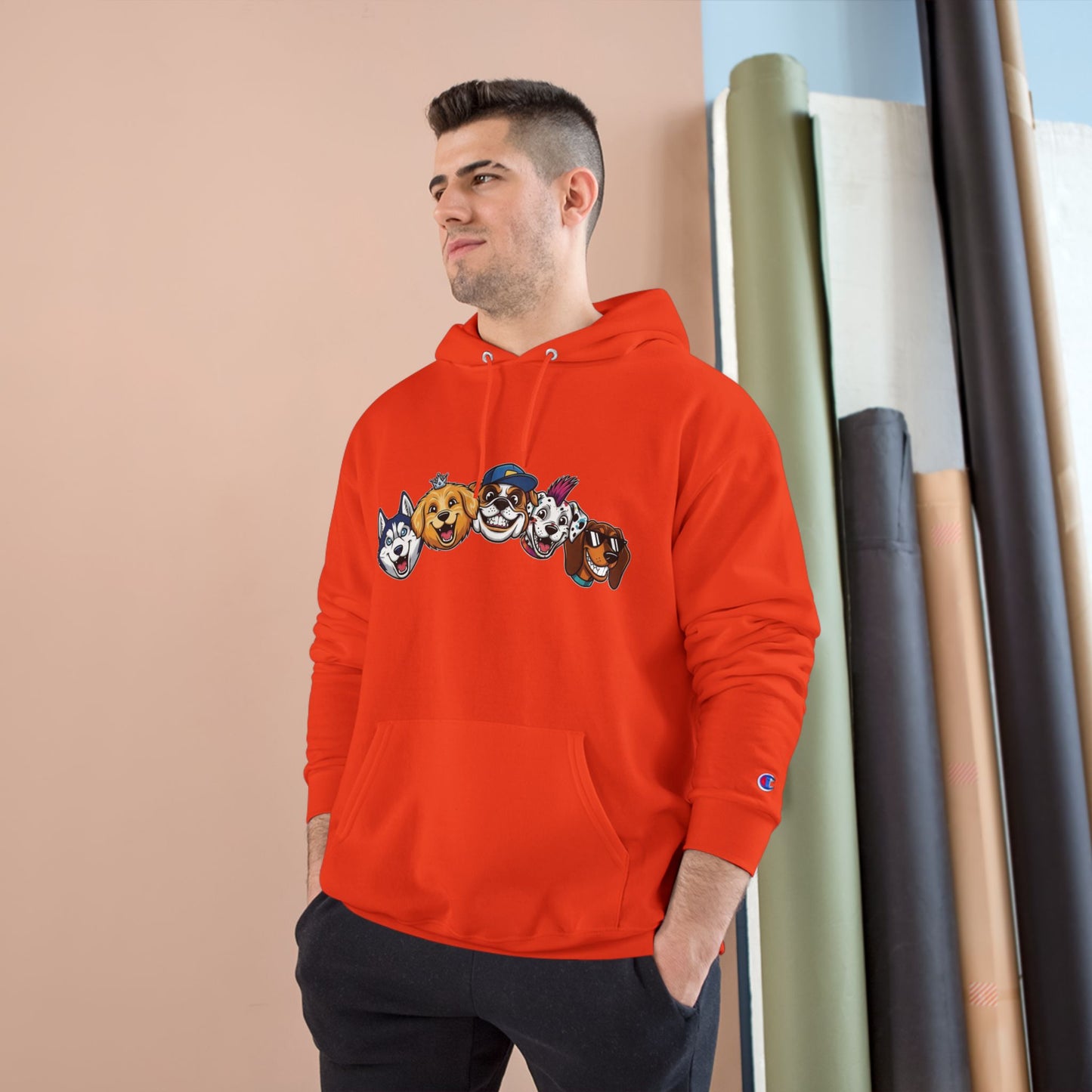 Playful Dog Faces Cozy Unisex Champion Pullover Hoodie