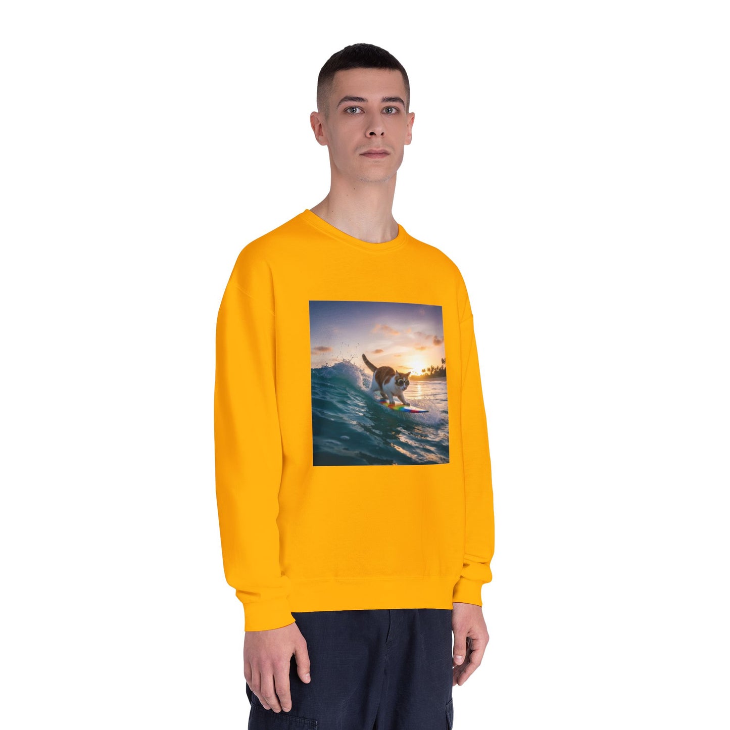 Surfing Cat Unisex NuBlend Crewneck Sweatshirt style 2