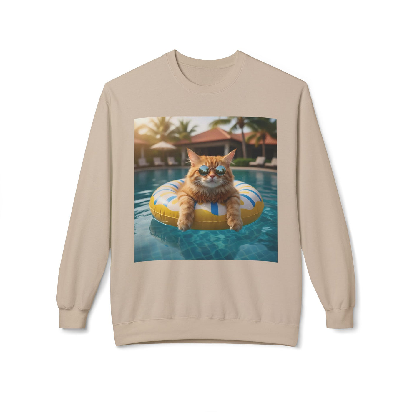 Swimming Pool Vibes Cat Crewneck Sweatshirt