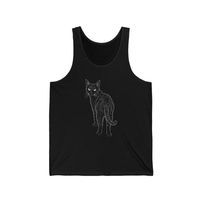 Cat Sketch Unisex Jersey Tanktop - Lightweight Fashion for Animal Lovers