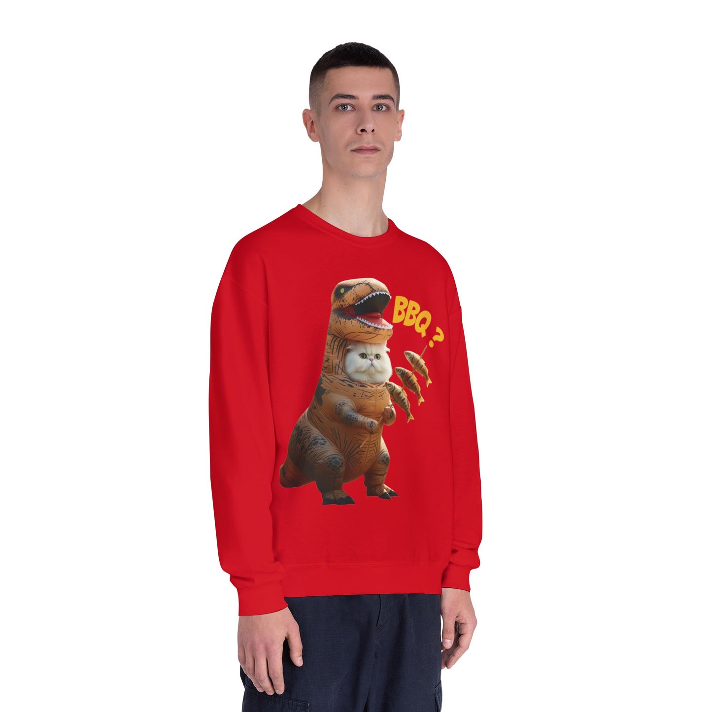 Tyrannosaurus Cat BBQ Unisex NuBlend Crewneck Sweatshirt