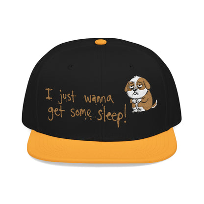 I just wanna get some sleep Embroidered Cute Puppy Snapback Hat