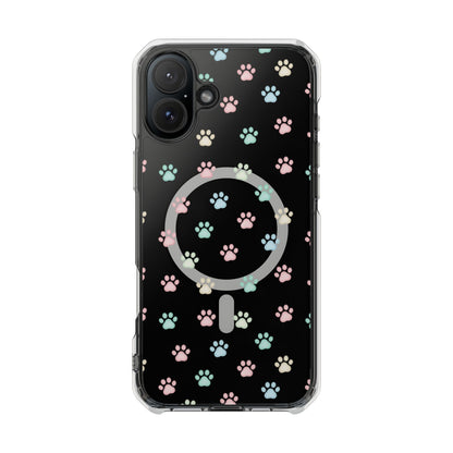 Cute Cat Paw iPhone 16 series Magnetic Clear Impact Case