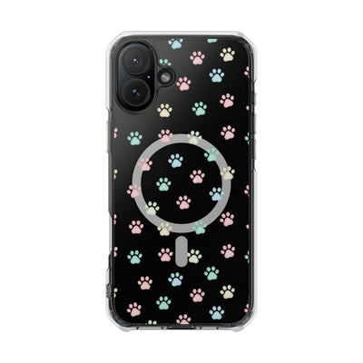 Cute Cat Paw Print Magnetic Clear Case for Pet Lovers