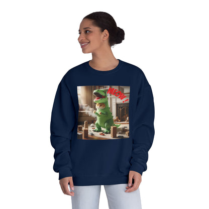 Tyrannosaurus Cat at home Unisex NuBlend Crewneck Sweatshirt