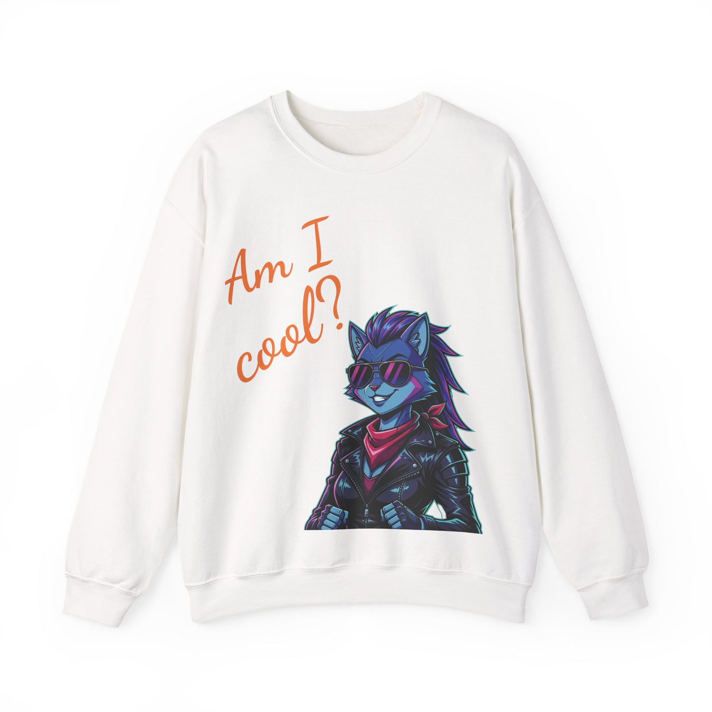 Cool Cat style 2 Unisex Crewneck Sweatshirt | Cozy Gift for Cat Lovers, Casual Wear, Unique Graphic Sweatshirt, Birthday Gift, Everyday Style