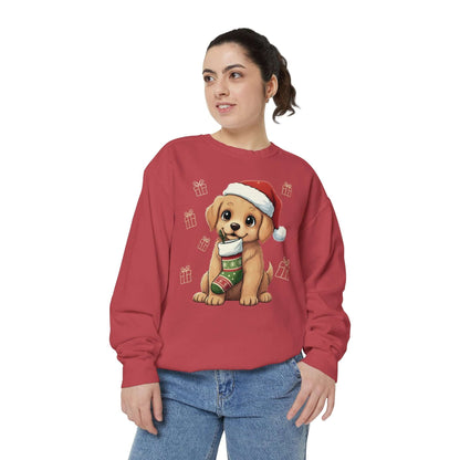 Puppy wait for Christmas presents Unisex Crewneck Sweatshirt style 4
